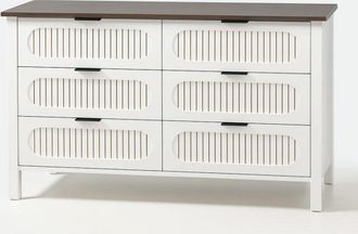 Concept Usine C&oacute;moda de 6 cajones con ranuras y madera blanca 120 cm