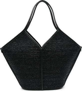 Hereu Calella raffia tote bag - women - Calf Leather/Raffia - OS - Black
