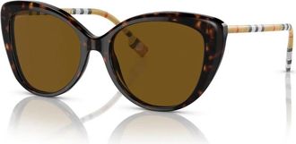 Burberry Donker Havana/Bruine Zonnebril - Dames - Zonnebrillen - Bruin - 54 MM - Accessoires