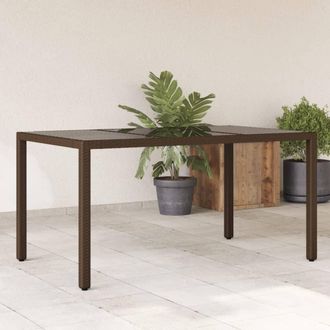 vidaXL Vidaxl - Mesa De Jard&iacute;n Superficie De Vidrio Rat&aacute;n Pe Marr&oacute;n 150x90x75cm