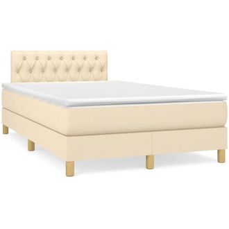 vidaXL Cama Box Spring Con Colch&oacute;n Tela Color Crema 120x190 Cm Vidaxl