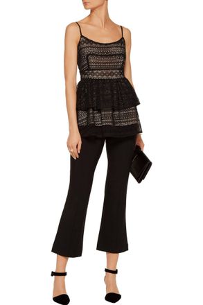 Marissa Webb Womens Belinda Peplum Lace Top In Black Nude