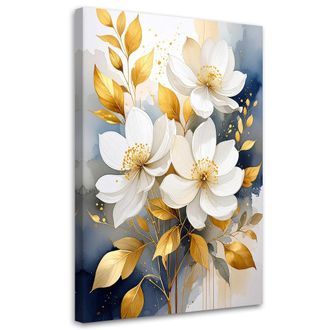 Feeby Cuadro Sobre Lienzo Flores Blancas (bot&aacute;nica Naturaleza) 70x100