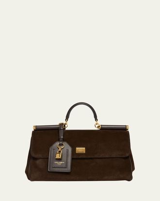 Dolce & Gabbana My Sicily Suede and Leather Top-Handle Bag