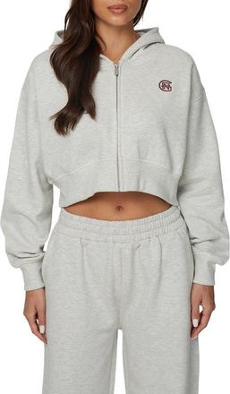Good For Nothing Cropped Zipped Halftone Hoodie in Grey at Nordstrom, Size X-Small Uk