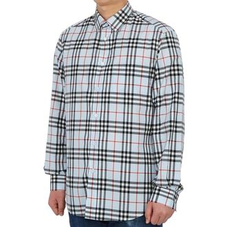 Burberry Plaid Cotton Shirt - Blue