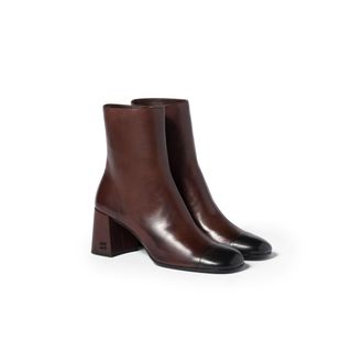Miu Miu Nappa Leather Booties, Woman, Dark Brown/black, Size 36,5