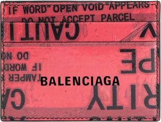 Balenciaga logo-motif leather card holder - Red