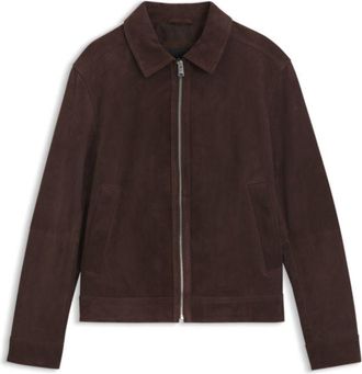 BOSS Suede leather jacket with zipper closure