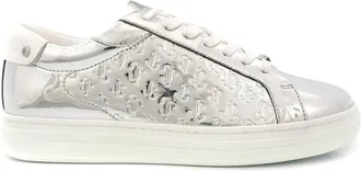 Jimmy Choo London Ladies Silver Rome Monogram-Embossed Low-Top Sneakers