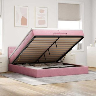 vidaXL Vidaxl - Estructura De Cama Otomana Colchones Terciopelo Rosa 200x200cm