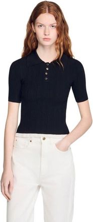 Sandro Knit polo shirt in Black at Nordstrom, Size X-Small