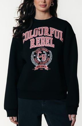 Colourful rebel CR Varsity Relaxed Sweat in Black at Nordstrom, Size X-Large Eu