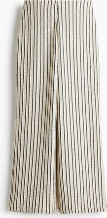 H&M Weite gecrinkelte Hose - Hellbeige/Dunkelgrau Gestreift