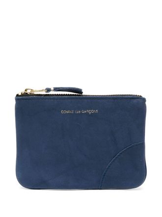 Comme Des Garçons washed zip-up leather pouch - unisex - Calf Leather - One Size - Blue