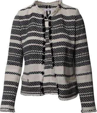Iro Zlata Striped Tweed Jacket in Black and White Cotton