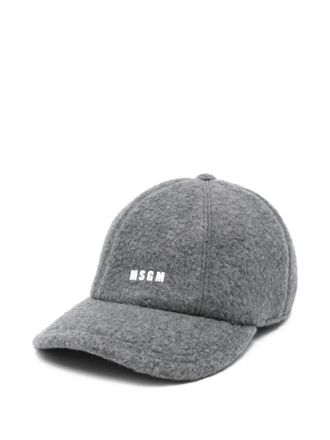 Msgm logo-lettering cap - women - Fabric - One Size - Grey