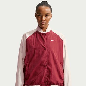Nike Womens Nike Sportswear Oversized Varsity Jacket in Red | IF0332-613