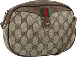 Gucci Pre-owned Vintage GG Canvas Schoudertas - Dames - Vintage Schoudertas - Beige - ONE Size - Leer - Vintage