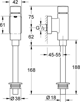 GROHE 37339000 Rondo Flussometro per Orinatoio per Installazione Esterna, Cromo