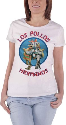 Breaking Bad Officially Licensed Merchandise Los Pollos Hermanos Women T-Shirt (White), Medium