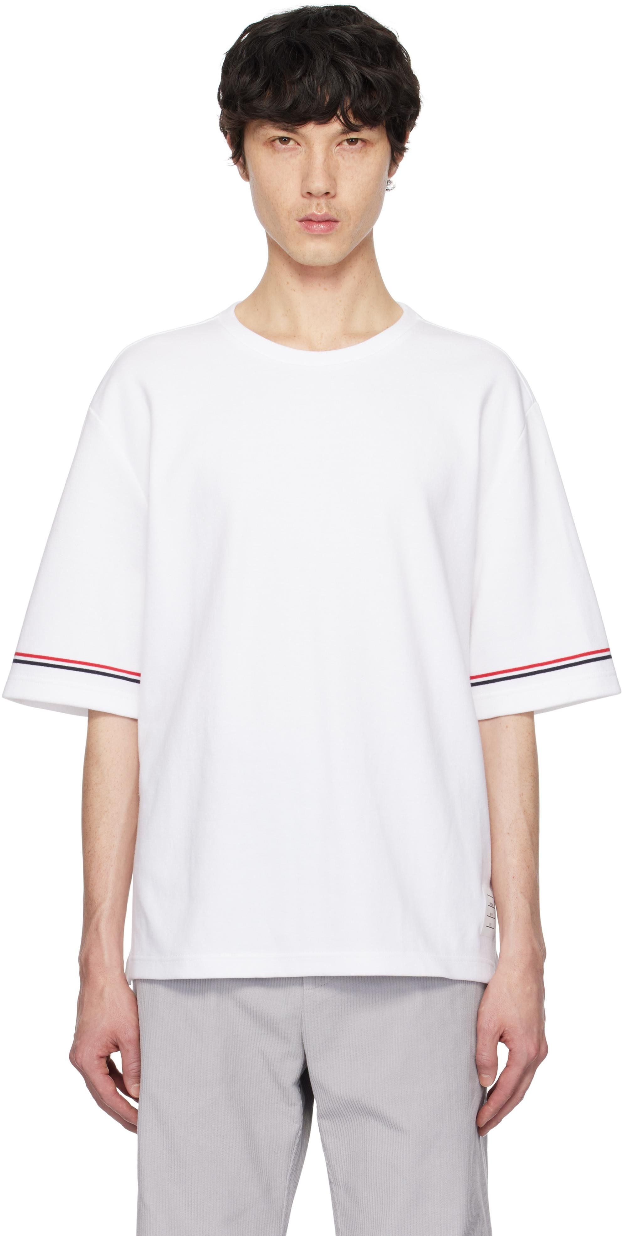 ★THOM BROWNE★ Rugby Fit RWB Stripe Short Sleeve T-Shirt Wh Thom Browne RWB-stripe short-sleeve T-shirt - men - Cotton