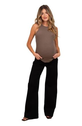 Pinkblush Super Wide Leg Maternity Jeans in Black at Nordstrom, Size 31 30