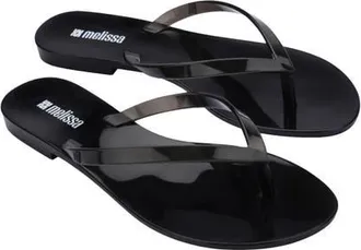Melissa Harmonic Jelly Flip Flop in Clear Black at Nordstrom, Size 10