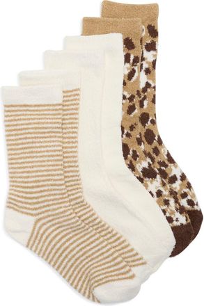Nordstrom Rack 3-Pack Pattern Socks in Brown Leopard Stripe at Nordstrom Rack