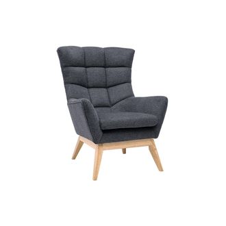 Miliboo Sill&oacute;n N&oacute;rdico Con Tejido Efecto Aterciopelado Texturizado Gris Oscuro Y Madera Brody