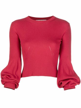 Stella McCartney Juliet sleeves crew neck jumper - Red