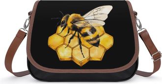 Generic Cute Bee on Honeycombs Small Womens Crossbody Bags Shoulder Handbag with Adjustable Strap for Travel