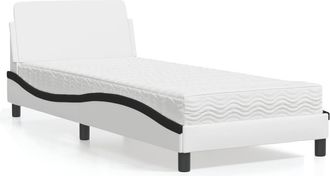 vidaXL Cama Con Colch&oacute;n Cuero Sint&eacute;tico Blanco Y Negro 90x190 Cm Vidaxl