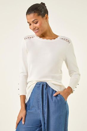 Roman Scalloped Neck Knit Jumper