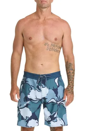 Quiksilver Boca Floral Board Shorts in Blue Nights at Nordstrom, Size 36