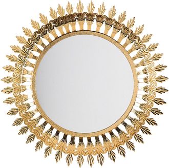 Beliani Beliani - Espejo Colgante De Pared Dorado 60 Cm Redondo Con Forma De Sol Vorey