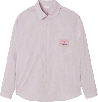 American Vintage Soabird Shirt - Heren - Overhemden - Roze - Maat: M/L Katoen