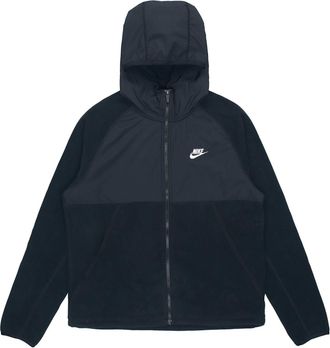 Nike Mens Nike Sportswear Full-Length Zipper Cardigan Hooded Fleece Lined Jacket Black DM1220-010