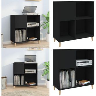 vidaXL Mobile Porta Dischi Nero 84,5x38x89 cm in Legno Multistrato - Mobile porta vinili - Mobile per giradischi