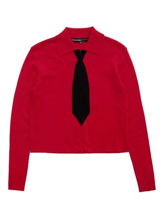 Spencer Badu tie polo shirt - men - Wool - M - Red
