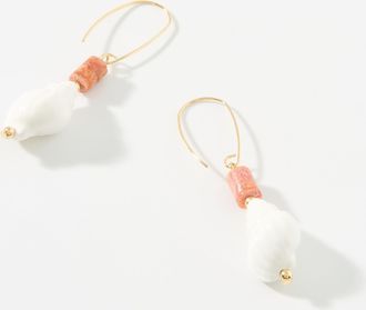 Simons Womens Stone and seashell long earrings