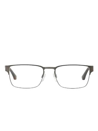 Emporio Armani matte rectangle-frame glasses - men - Acetate/Metal - 55 - Silver