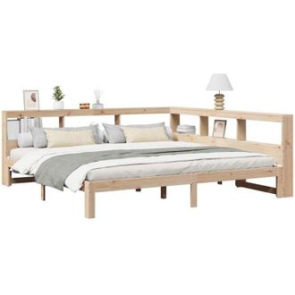 vidaXL Bookcase Bed without Mattress 200x200 cm Solid Wood Pine Vidaxl