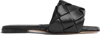 Bottega Veneta Black Lamb Leather Flat Womens Sandals