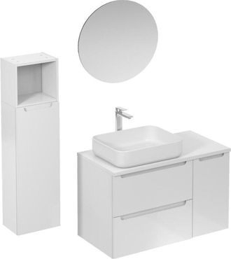 Puma Naturel Conjunto de baño con lavabo que incluye grifo lavabo, caño y sifón Naturel Stilla, blanco brillante (KSETSTILLA019)