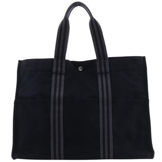Herm&egrave;s Black Canvas Tote Bag (Pre-Owned)