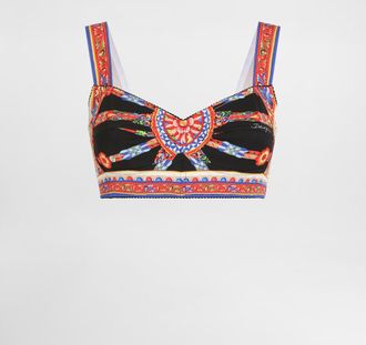 Dolce & Gabbana Carretto-print Charmeuse Top - Woman Shirts And Tops Multi-colored 36