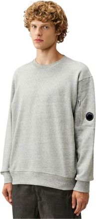C.P. Company C.P. Company - Sudadera de cuello redondo con vell&oacute;n de rizo diagonal y lente - Sweatshirts & Hoodies - Hombre - Gris - M