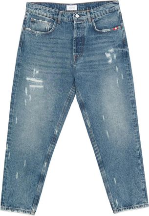 Amish Jeans effetto vissuto con frange - Blu