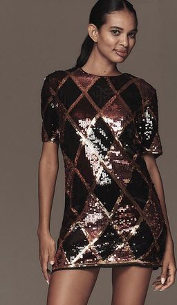endless rose Short-Sleeve Sequin Mini Dress
